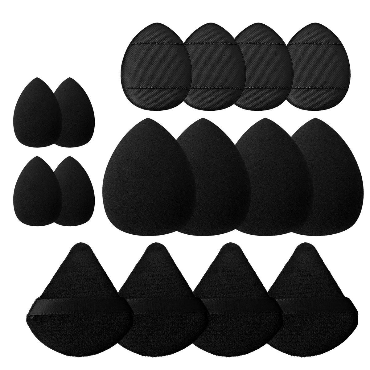 12-Piece Giant Soft Makeup Sponge Egg Set – Powder Puffs Makeup Sponge Set HIP black