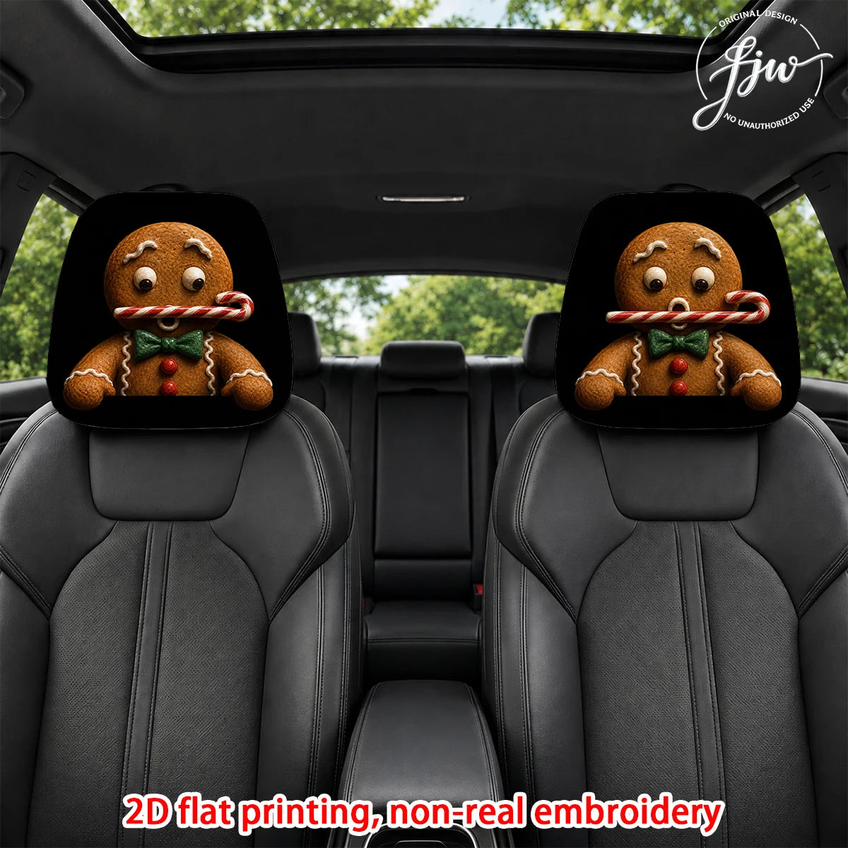 Christmas Gingerbread Man Car Headrest Covers – 2pc Set Car Headrest Covers HIP