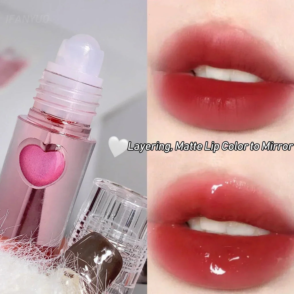 Fruit Rolling Lip Oil Moisturizing Colorless Pearl Liquid Lip Balm Transparent Lips Make Up Primer Hydrating Lip Gloss Cosmetics HIP