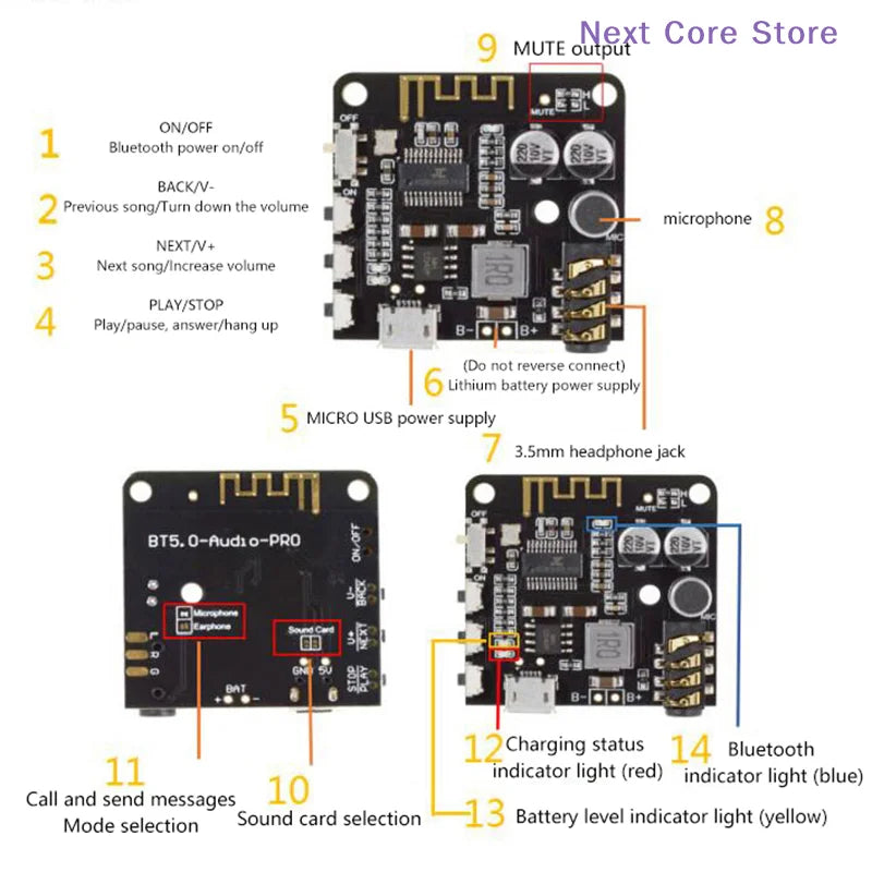 Bluetooth 5.0 Audio Receiver Board – MP3 Lossless Decoder Bluetooth Decoder Board HIP
