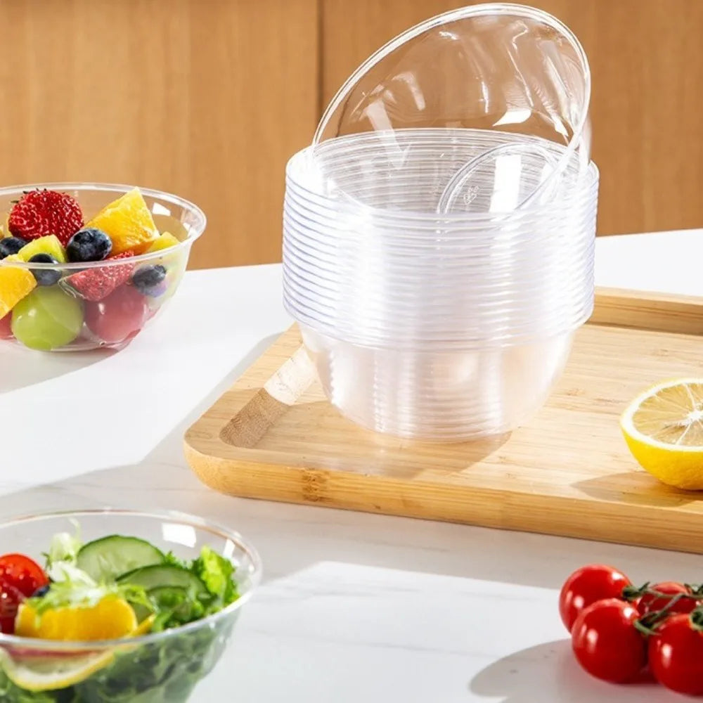 25-Pack Disposable Clear Plastic Bowls – Food Grade Soup Bowls Disposable Plastic Bowls HIP
