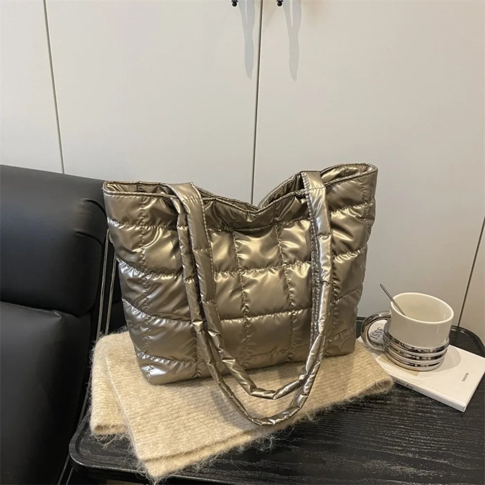 Quilted Padded Tote Bag – Large Capacity Shoulder Bag Quilted Tote Bag HIP