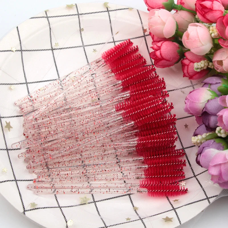 5/50 Pcs Eye Lash Brushes Eyebrow Brush False Eyelashes Extension Tools Mascara Wands Applicator Spoolers Lashes Cosmetic Tool HIP SJ-brushes-red 5pcs