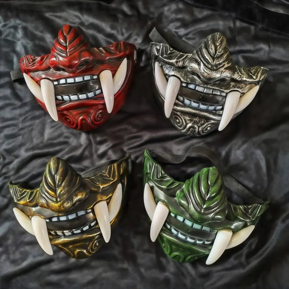 3D Japanese Samurai Cosplay Mask – Realistic Fang Full Face Cosplay Costume Mask HIP