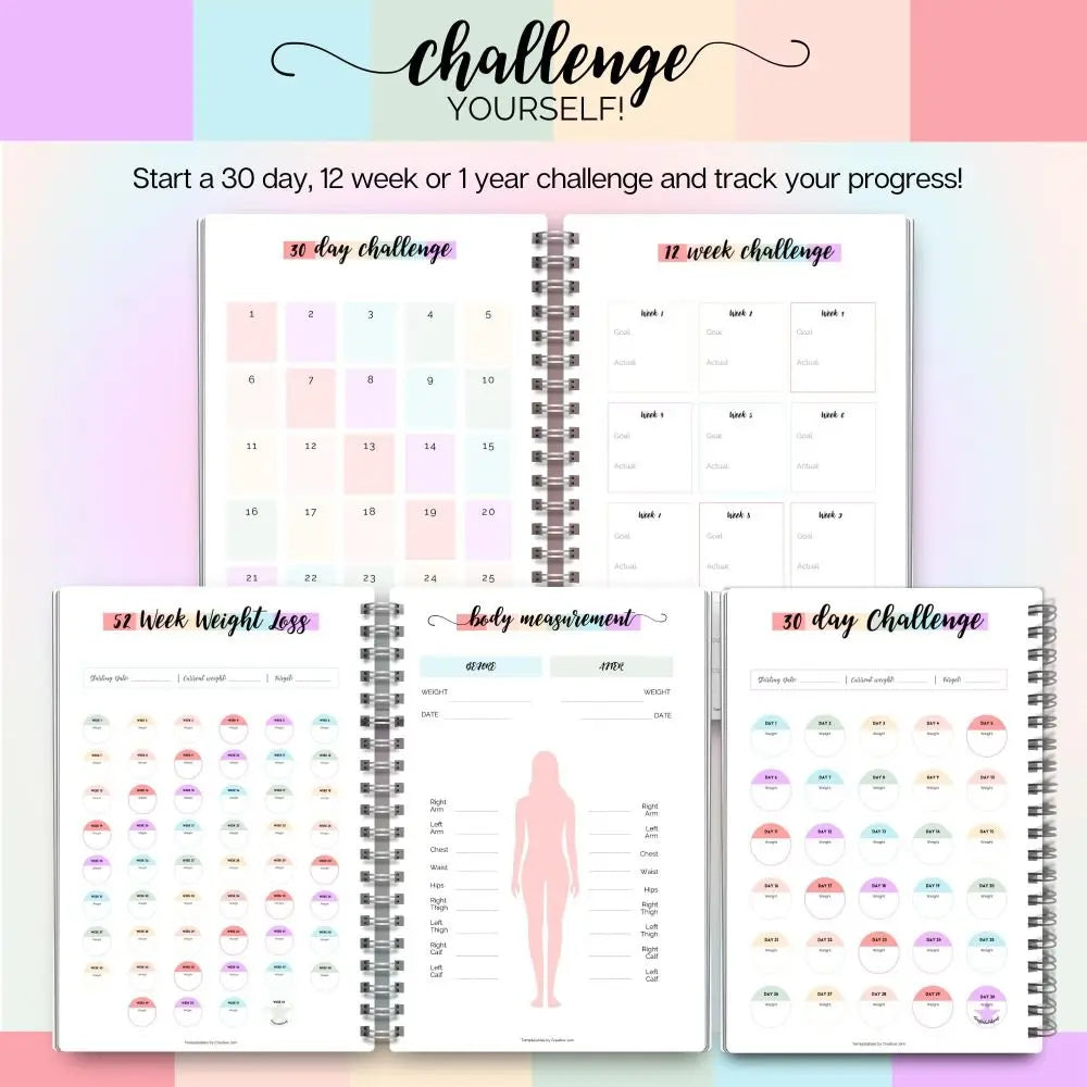 12-Month Wellness Fitness Goal Planner & Progress Tracker Book Wellness Goal Planner HIP