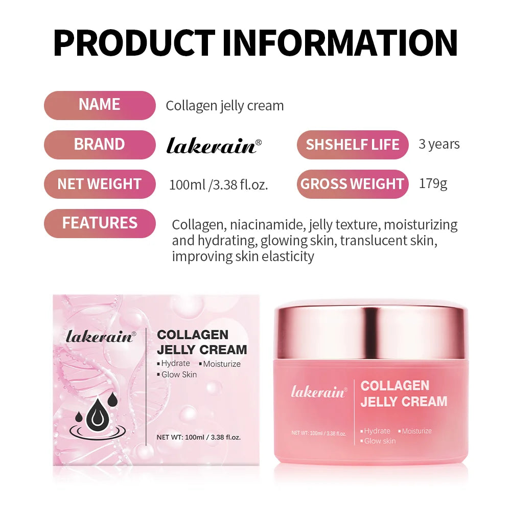 Moisturizing Collagen Jelly Cream Niacinamide Hydrolyzed Collagen Tightening Soothing Anti-Aging Firmness Hydration Skincare HIP