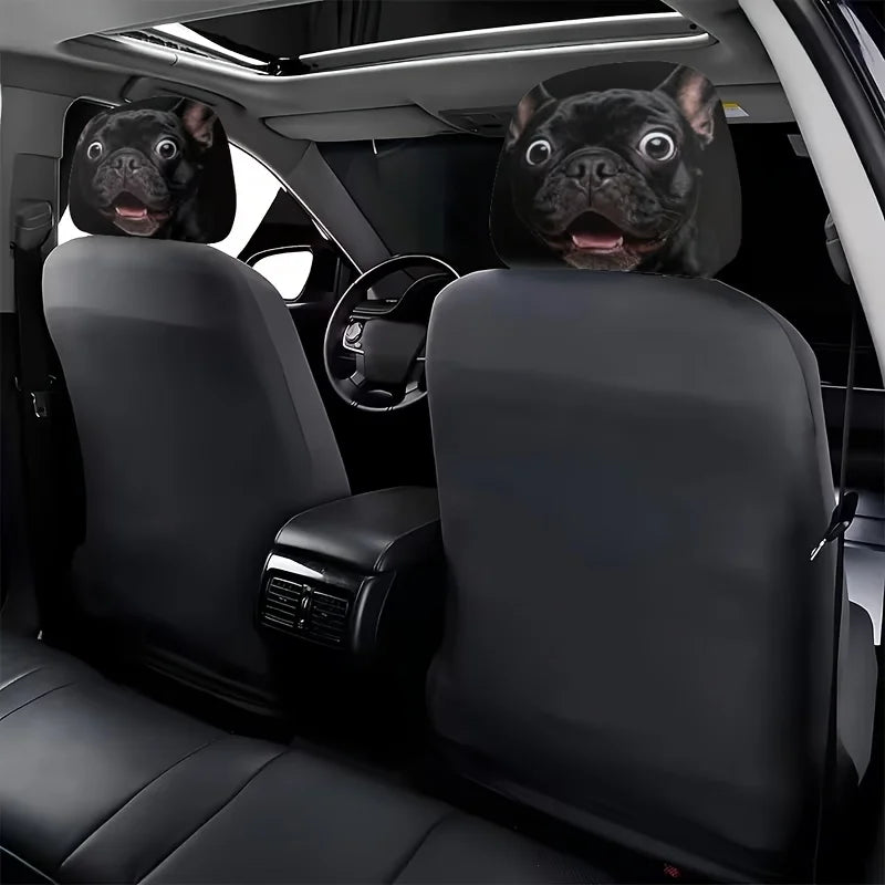 2-Pack Dog Face Car Headrest Covers – Front & Rear Seats Car Headrest Covers HIP