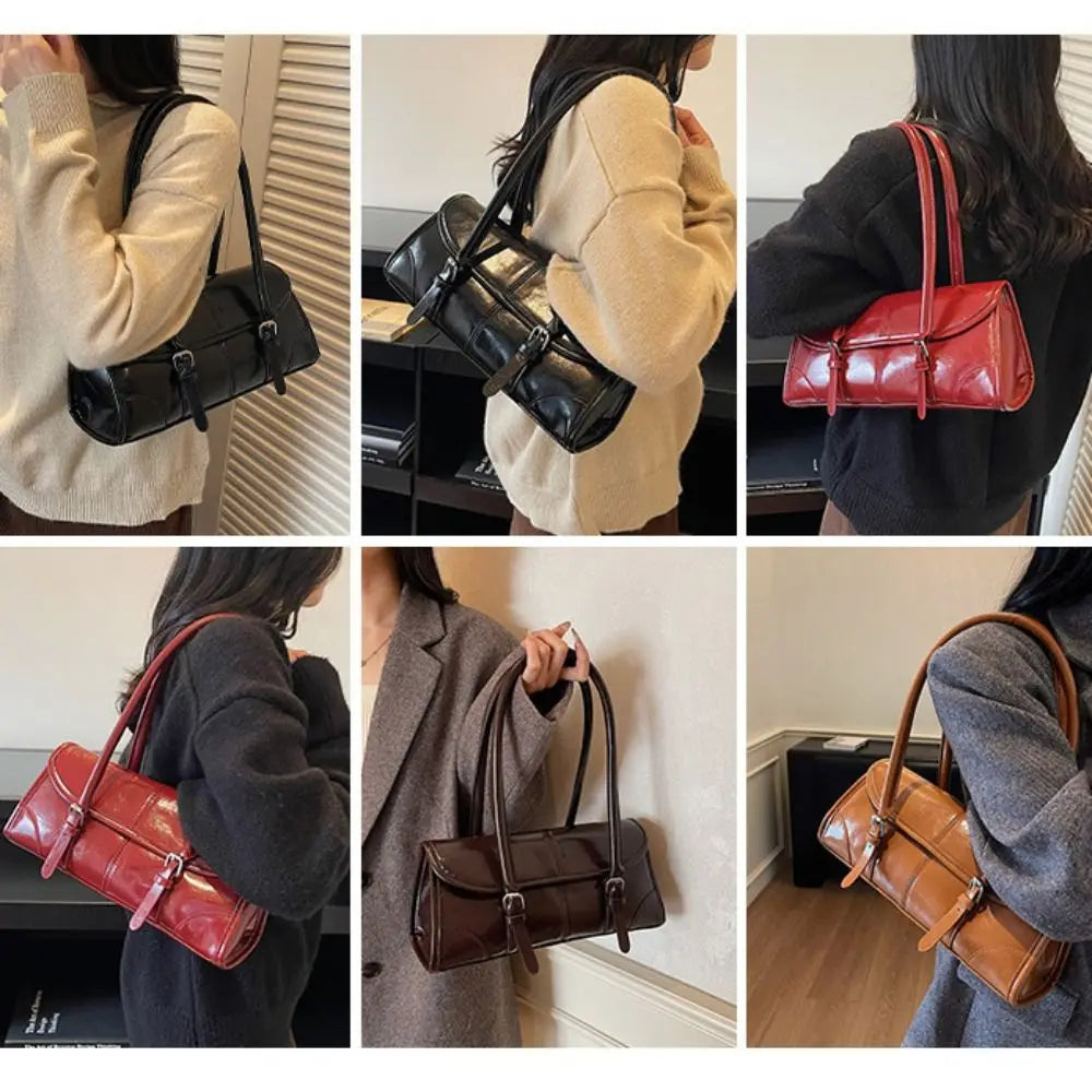 Elegant PU Leather Women's Shoulder Tote Bag – Burgundy PU Leather Tote Bag HIP