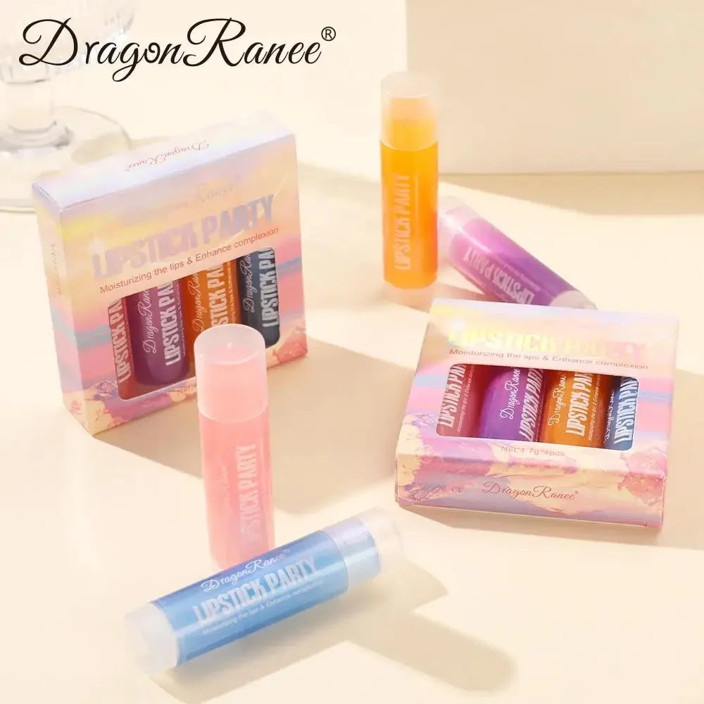 Dragon Ranee Mirror Gloss Lipstick Set 4Pcs – Shimmer & Hydrate Lip Gloss Set HIP