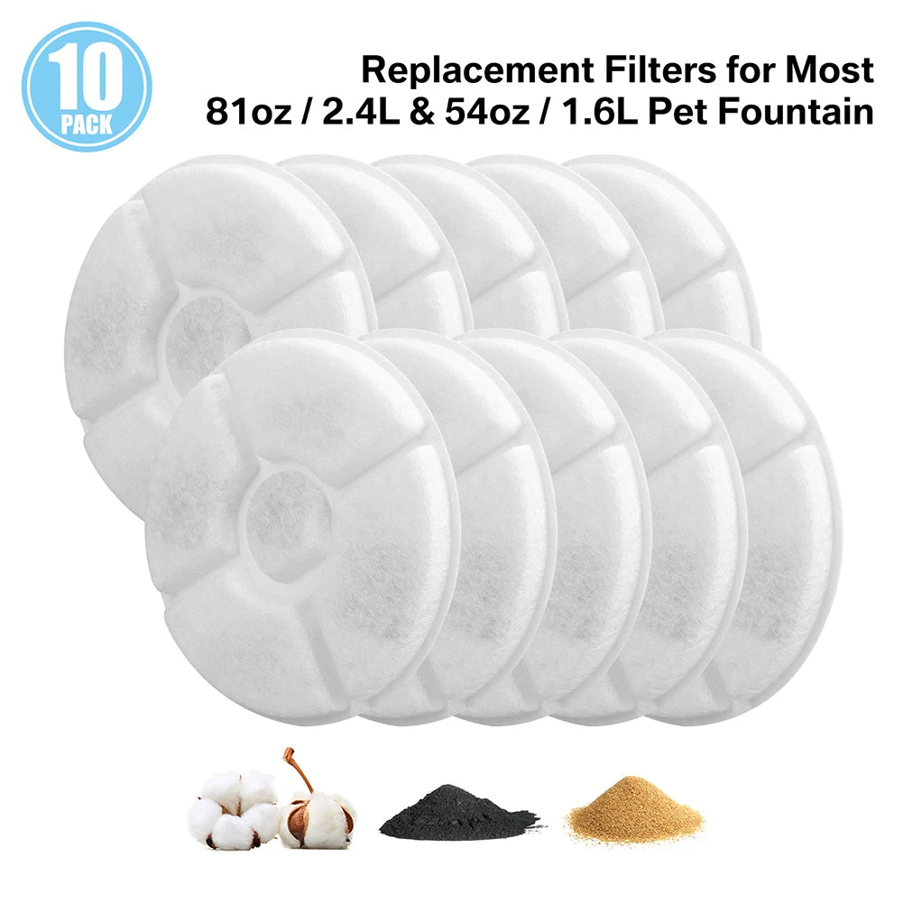 Pack of 8/12 Pet Water Fountain Filters Cat Dog Replacement Activated Carbon Filter Multiple Filtration Fit for 1.6L/2L/2.4L/3L HIP 10pcs A
