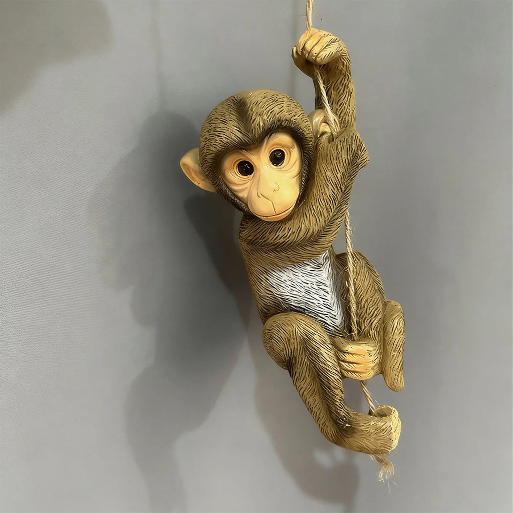 Hanging Monkey Figurine Hanging Monkey Garden Statue Resin Climbing Tree Baby Chimpanzee Animal Sculpture for Outdoor Yard Decor HIP