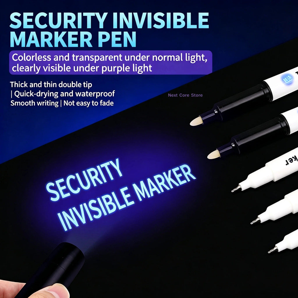 UV Invisible Ink Marker Pen – Dual-Tip Waterproof Security UV Security Marker HIP