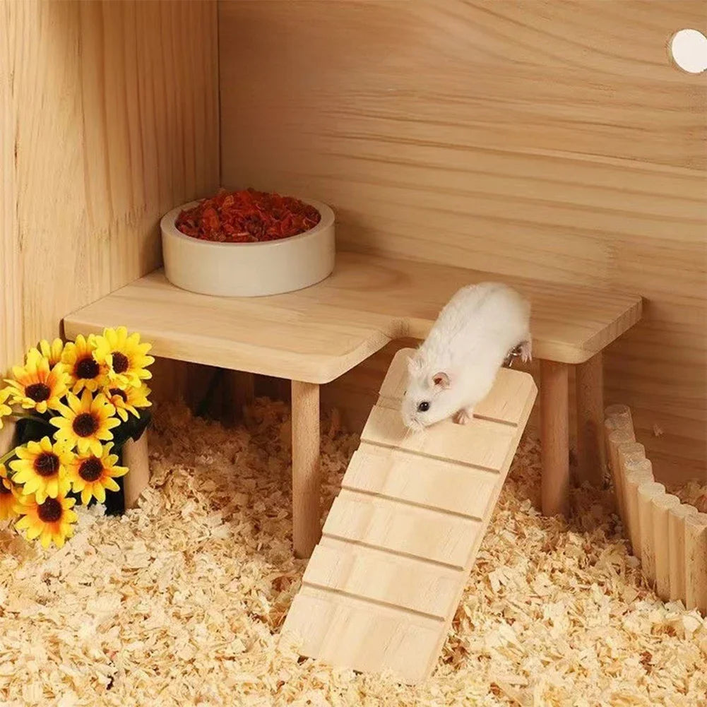 Hamster Wooden Ladder Platform Climbing Toy House Cage Accessories Hamster Climbing Toy Small Pets Hamster Mice Pet Supplies HIP