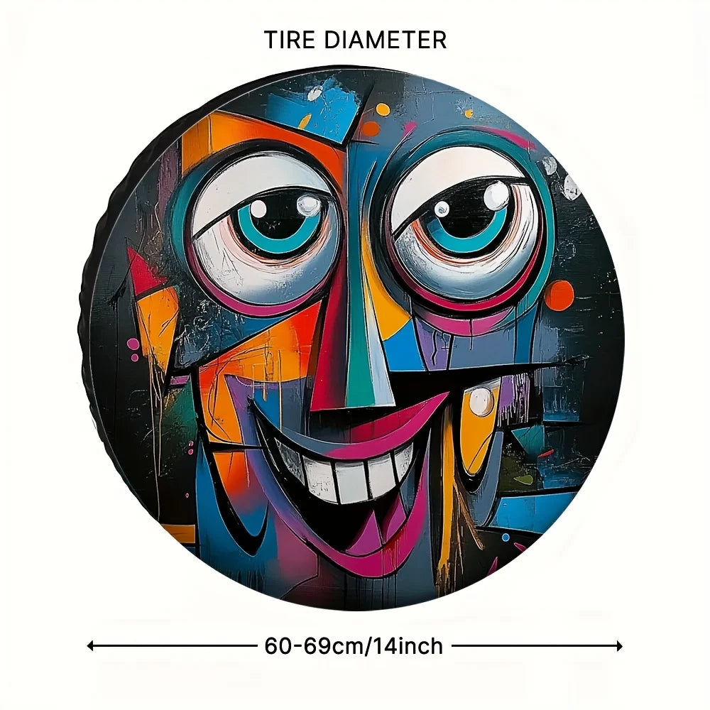 Abstract Colorful Face Spare Tire Cover – SUV, Truck & Trailer Spare Tire Cover HIP