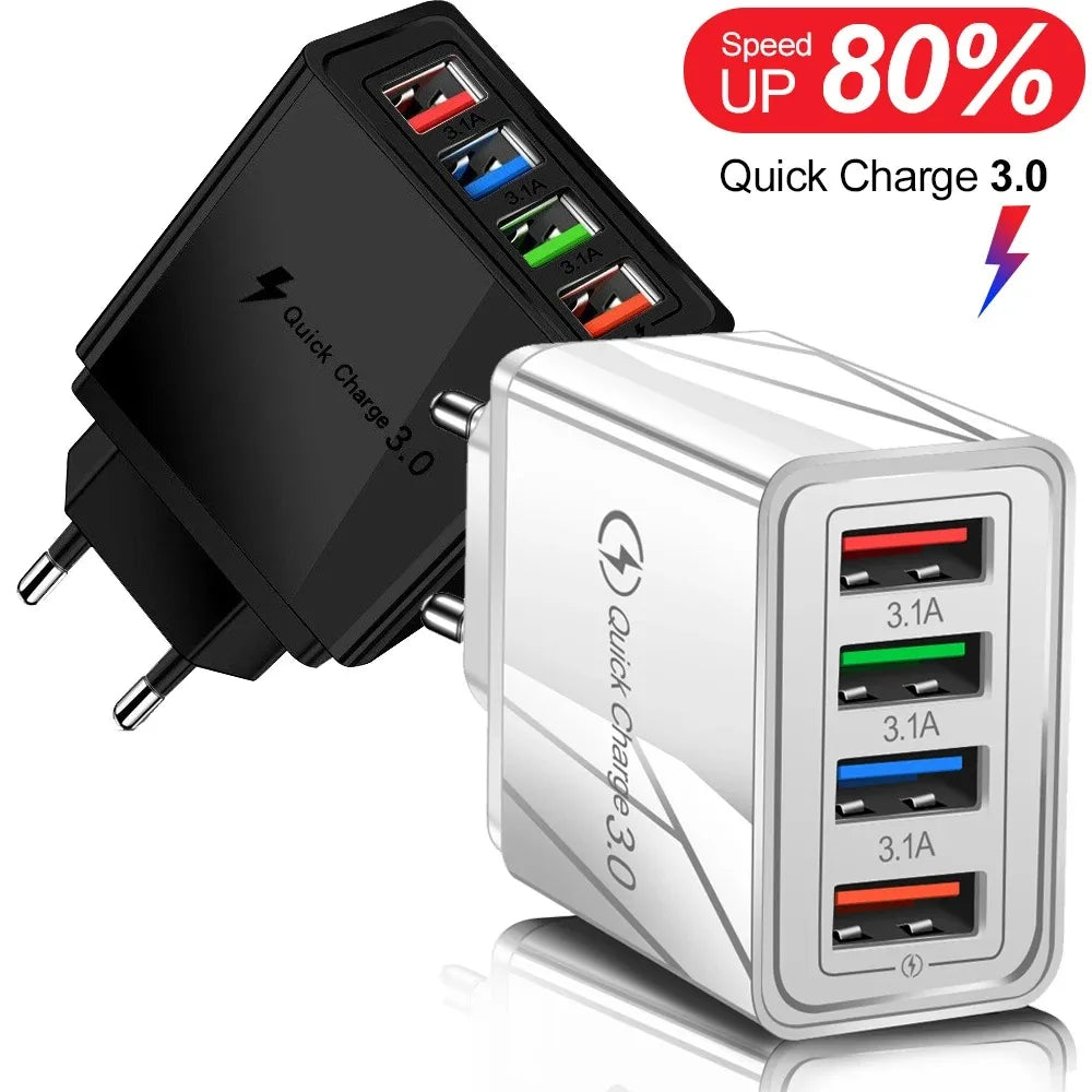 OLPAY 4-Port USB Wall Charger 45W – Quick Charge 3.0 EU/US USB Wall Charger HIP