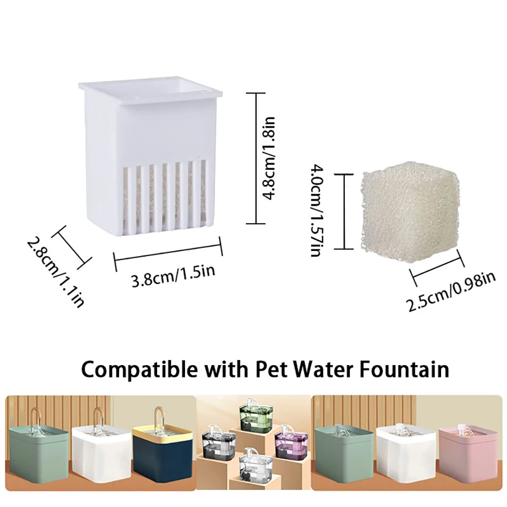 Replacement Filters for Cat Water Fountain, Pet Water Dispenser Filter Box & Cotton Sponge Set, Easy Clean Install, 10/20 Pcs HIP