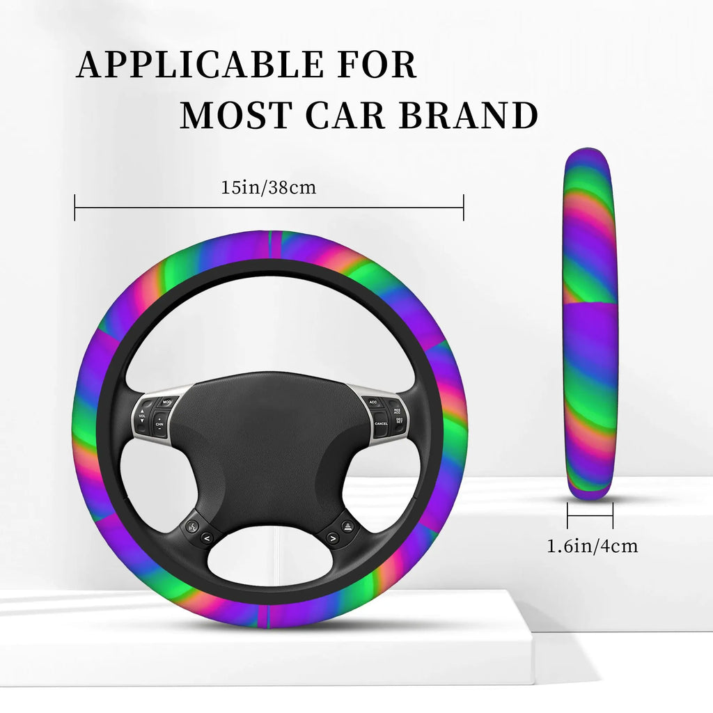 Rainbow Woven Basket Print Car Steering Wheel Cover Steering Wheel Cover HIP