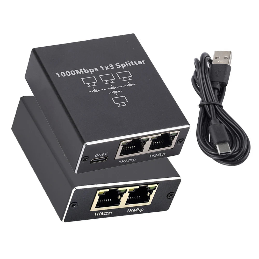 1000Mbps RJ45 Ethernet Splitter – 1 to 4 LAN Network Adapter Ethernet Network Splitter HIP 1 to 3