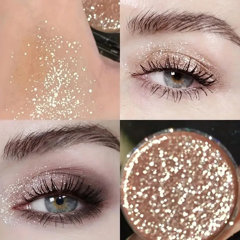 Glitter Eyeshadow, Single Highlighter, Shimmering Powder, Long Lasting Metallic Shimmer, Eyelid and Cheekbone Makeup HIP