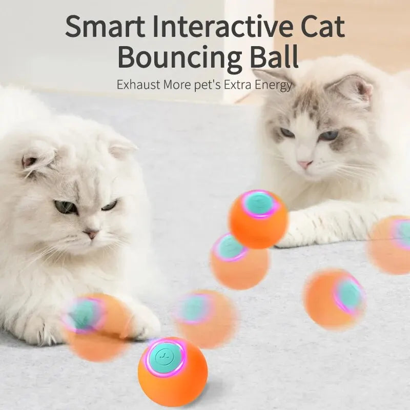 ROJECO Smart Cat Toys Interactive Cat Bouncing Ball Automatic Rolling Ball Training 360° Auto-Rotating Electric Toy For Dog Pet HIP