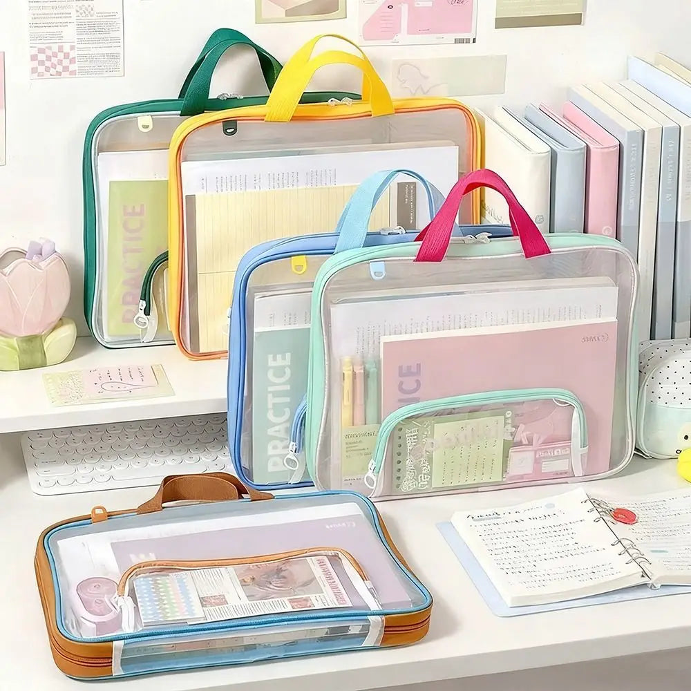 Portable Mesh A4 File Bag – Transparent Document Organizer File Organizer Bag HIP