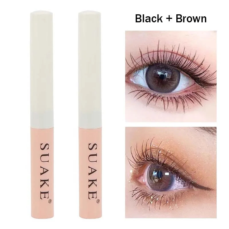 2/1pcs Black Brown Mascara Extra Volume Ultra-fine Small Brush 3D Lengthens Waterproof Natural Women Makeup Korean Cosmetics HIP B Black and Brown