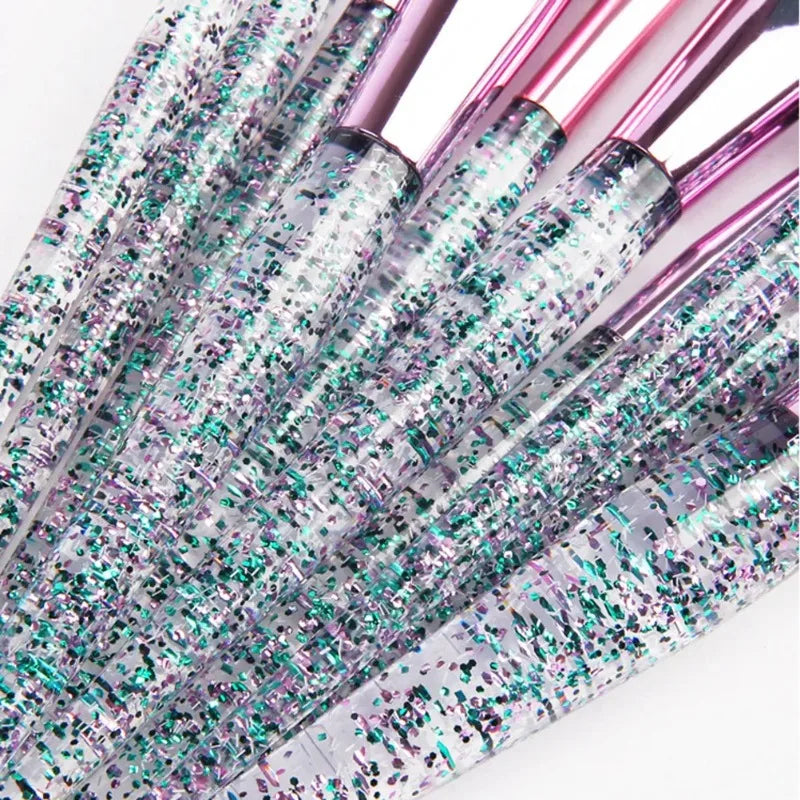 10-Piece Crystal Handle Makeup Brush Set – Face & Eye Kit Makeup Brush Set HIP