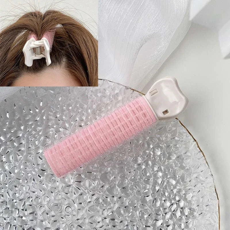 Reusable Hair Fluffy Pads Sponge Hair Base Styling Insert Tool Hair Puff Magic Clip Hair Donut Bun Maker Root Pad Hair Clip Set HIP Pink-1Pc