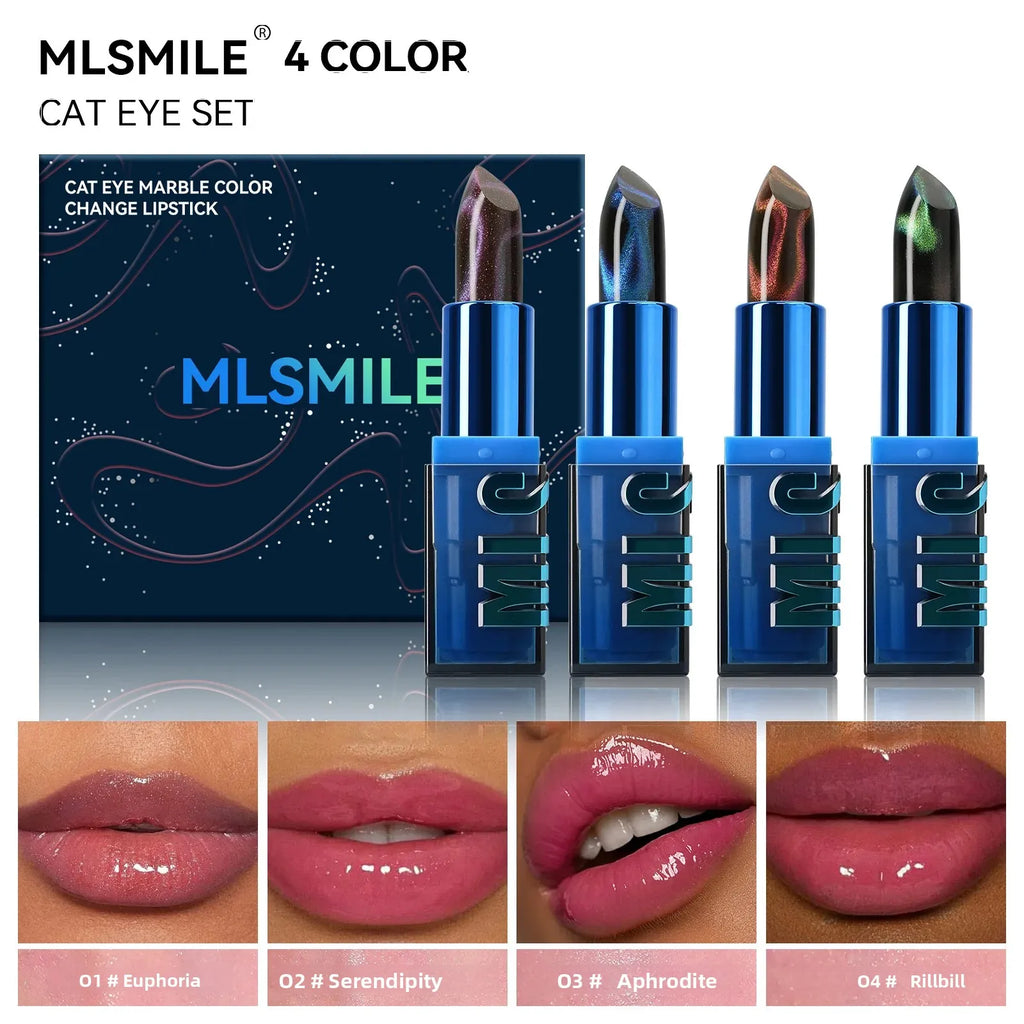 MLSMILE 4-Pc Color-Changing Cat Eye Glitter Lipstick Set Lipstick Set HIP