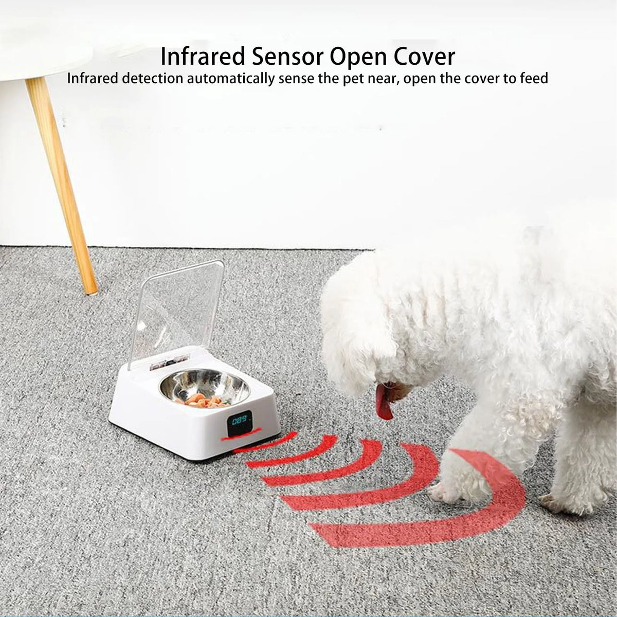 Pet Smart Feeder Induction Lid Opening Rechargeable Dog Cat Feeding Bowl for Small Medium Pet 350ml HIP