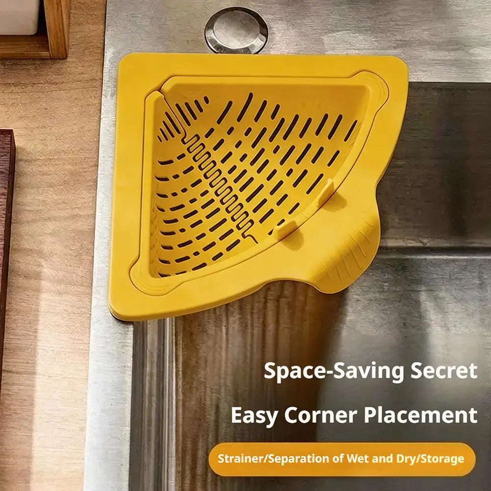 Kitchen Triangular Sink Drain Basket Food Waste Strainer Filter Hanging Corner Vegetable Fruit Colander Sponge Holder Organizer HIP