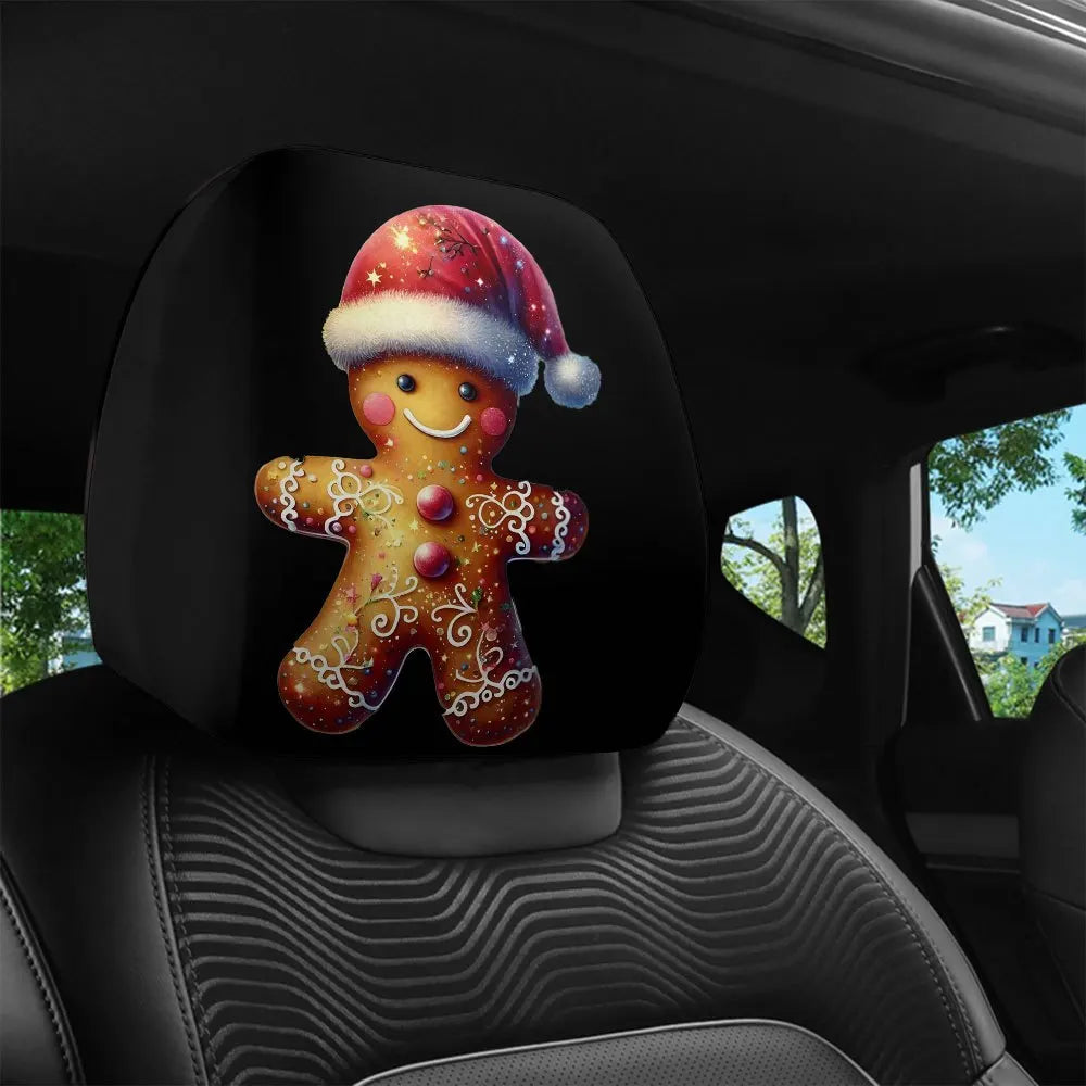 2-Pack Christmas Gingerbread Man Car Headrest Covers Car Headrest Covers HIP