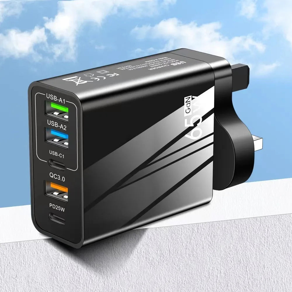 65W USB-C 5-Port Fast Charging Station – EU & UK Plug USB Charging Station HIP
