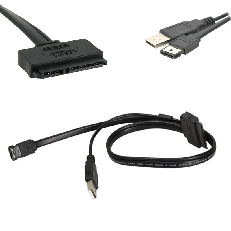 SATA 22Pin to eSATA Cable Adapter USB Power – 2.5" HDD Hard Drive Adapter Cable HIP