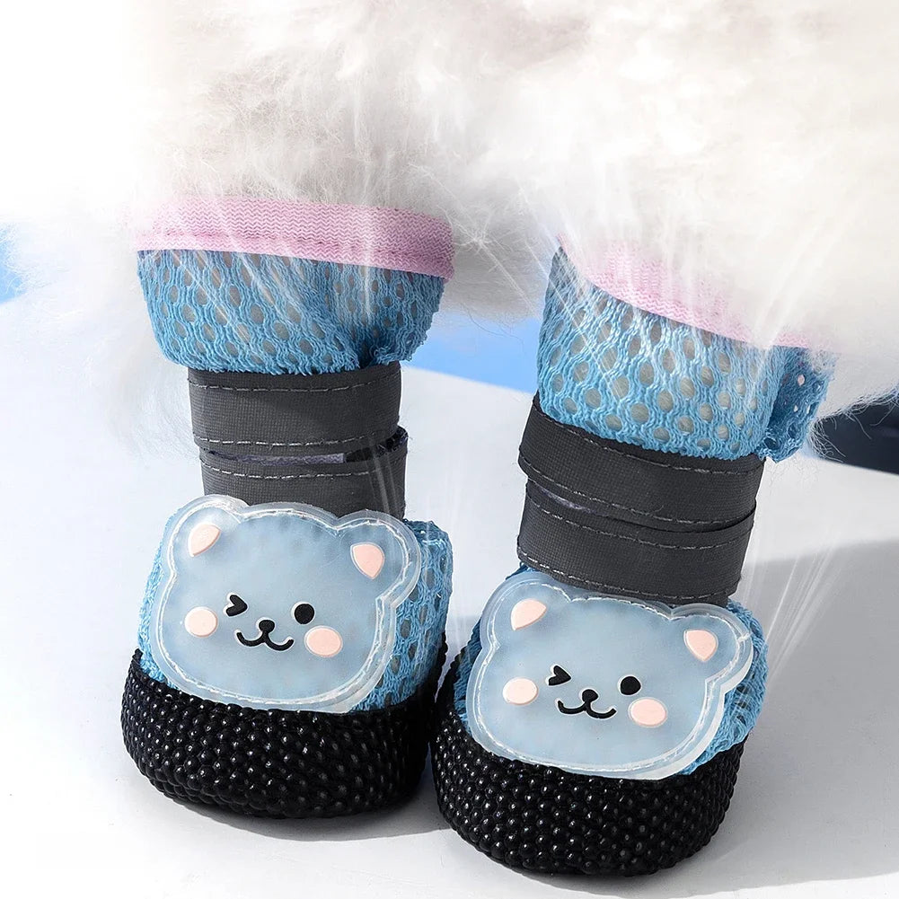 Cute Mesh Dog Sandals with Anti Slip Elasticity, Small Dog Boots with Soft Sole and Adjustable Paw Protection Shoe Cover HIP
