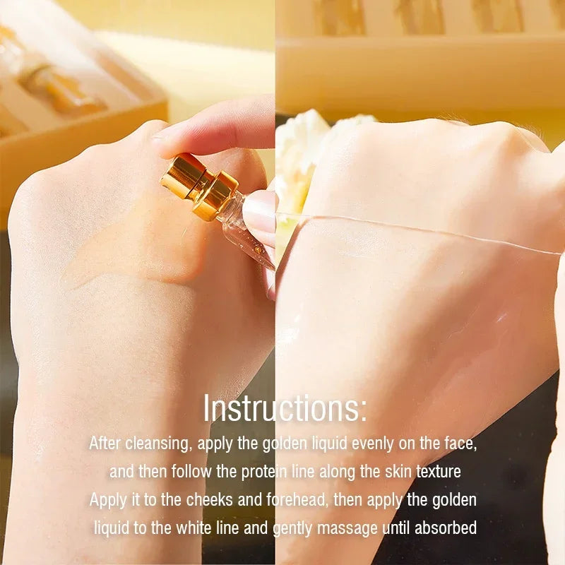 24K Gold Face Serum Active Collagen Silk Thread Facial Essence Anti-Aging Smoothing Firming Moisturizing Hyaluronic Skin Care HIP