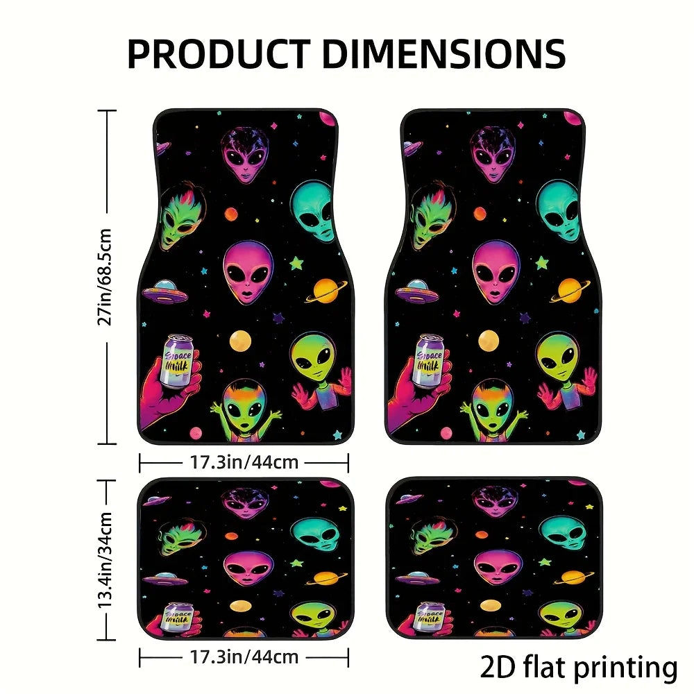 4-Piece Alien Space Car Floor Mats – Washable Polyester Car Floor Mats HIP