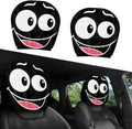 2-Pack Cartoon Eyes Car Headrest Covers – Soft & Washable Car Headrest Cover HIP black
