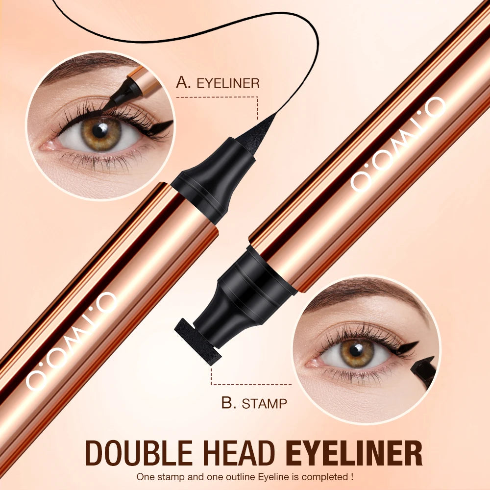 O.TWO.O Black Eyeliner Stamp Liquid Eyeliner Pen Waterproof Fast-dry Long-lasting Smooth Double-ended Eyeliner Stamp Eye Makeup HIP