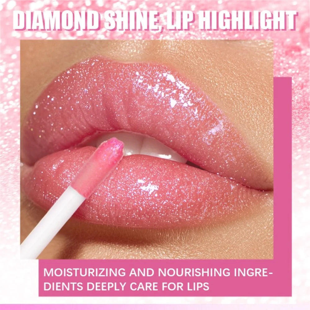 Glitter Lip Gloss Lipstick Lip Tint Moisturizing Hydrating Lasting Non-Stick Cup Waterproof Highlight Lip Glaze Plumper Makeup HIP