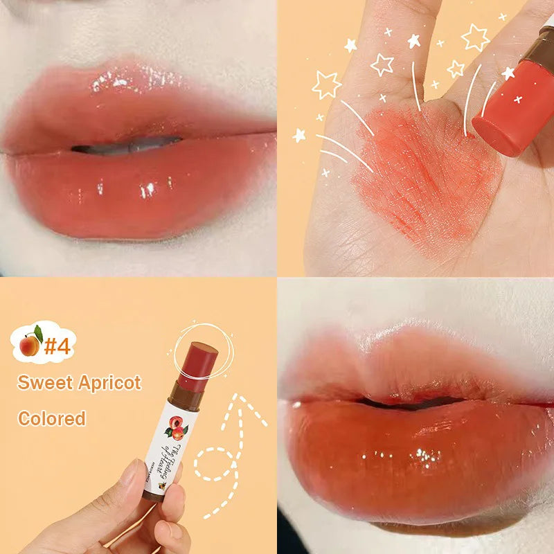 1Pc Fruity Lip Balm Moisturizing Lip Gloss Nature Nourishing Temperature Change Colors Lipstick Cute Jelly Tinted Lip Care Gifts HIP 04SweetApricot Color