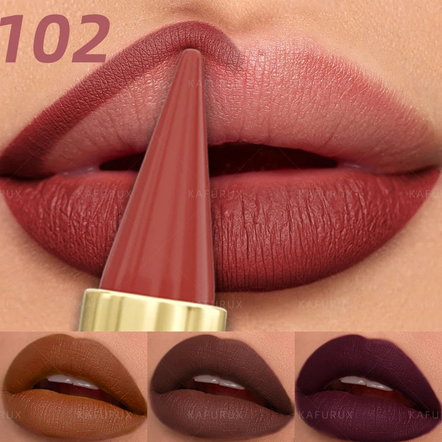 9 Colors Gradient Lipstick Matte Lip Liner Pen Velvet Finish Smooth Sexy Red Brown Lip Makeup Gifts for Dfined and Elegant Lips HIP