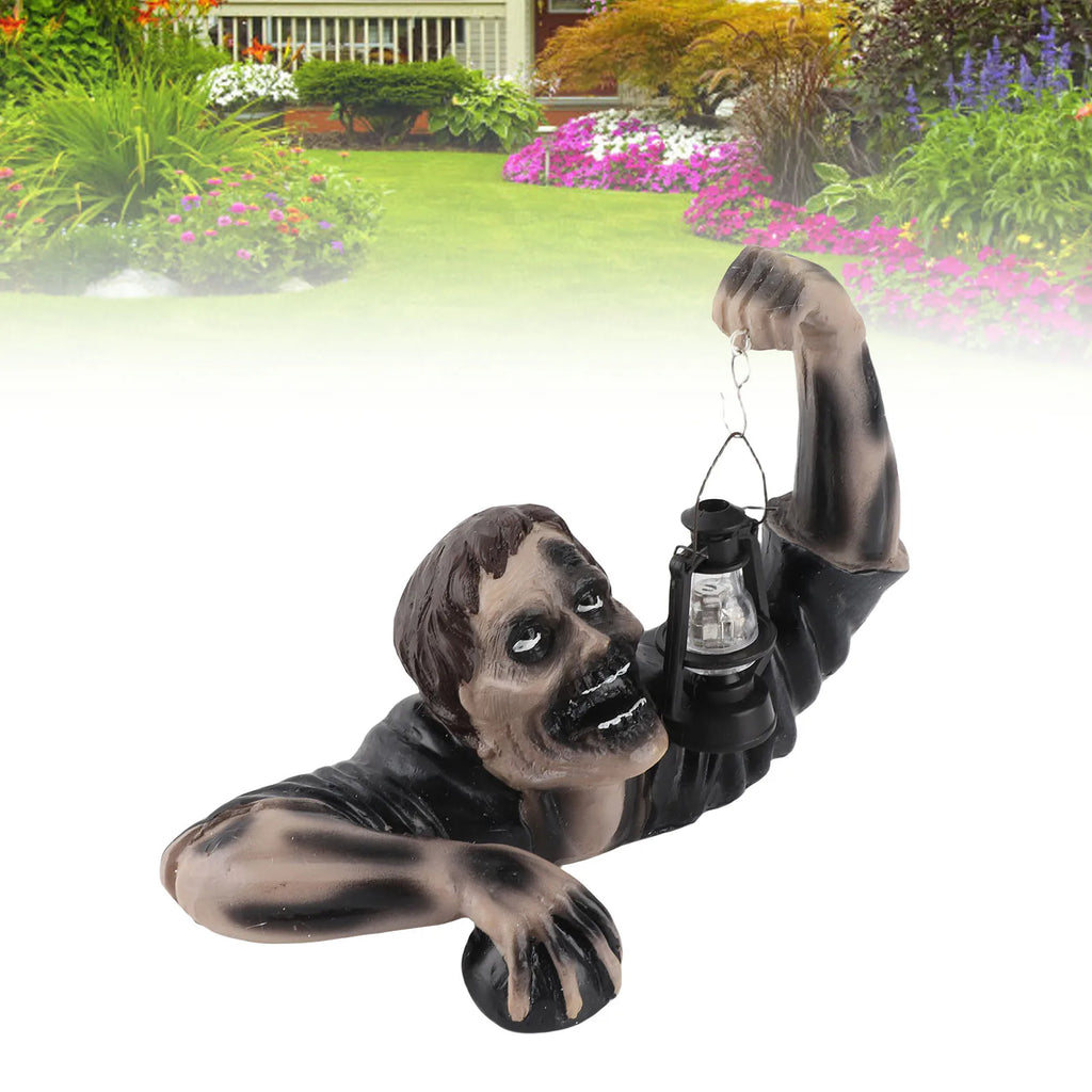 Zombie with Led Lantern Resin Zombie Garden Statues Horror Movie Garden Gnomes Statue for Outdoor Garden Patio Yard Lawn HIP