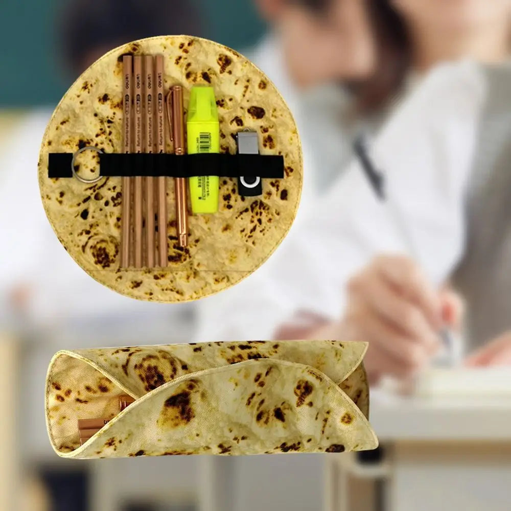 Tortilla Burrito Roll Pencil Case – Funny Canvas Pouch Novelty Pencil Case HIP
