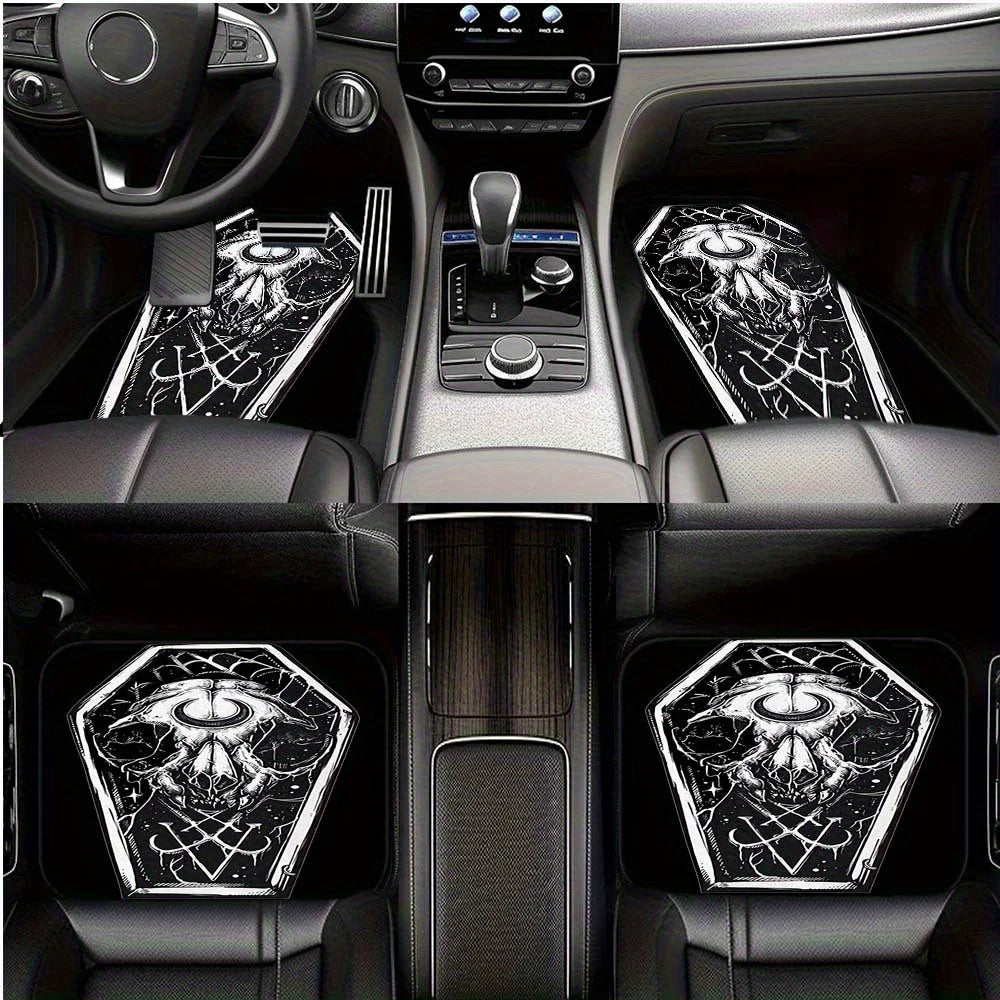 Gothic Coffin Print Car Floor Mats – 4-Piece Full Coverage Set Car Floor Mat Set HIP black