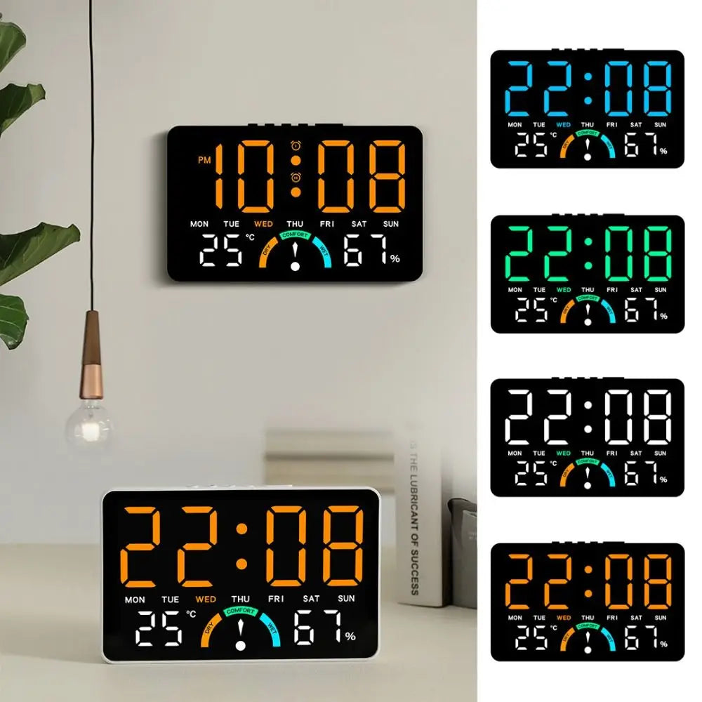 LED Digital Wall Clock – Date, Calendar & Temperature Display LED Wall Clock HIP