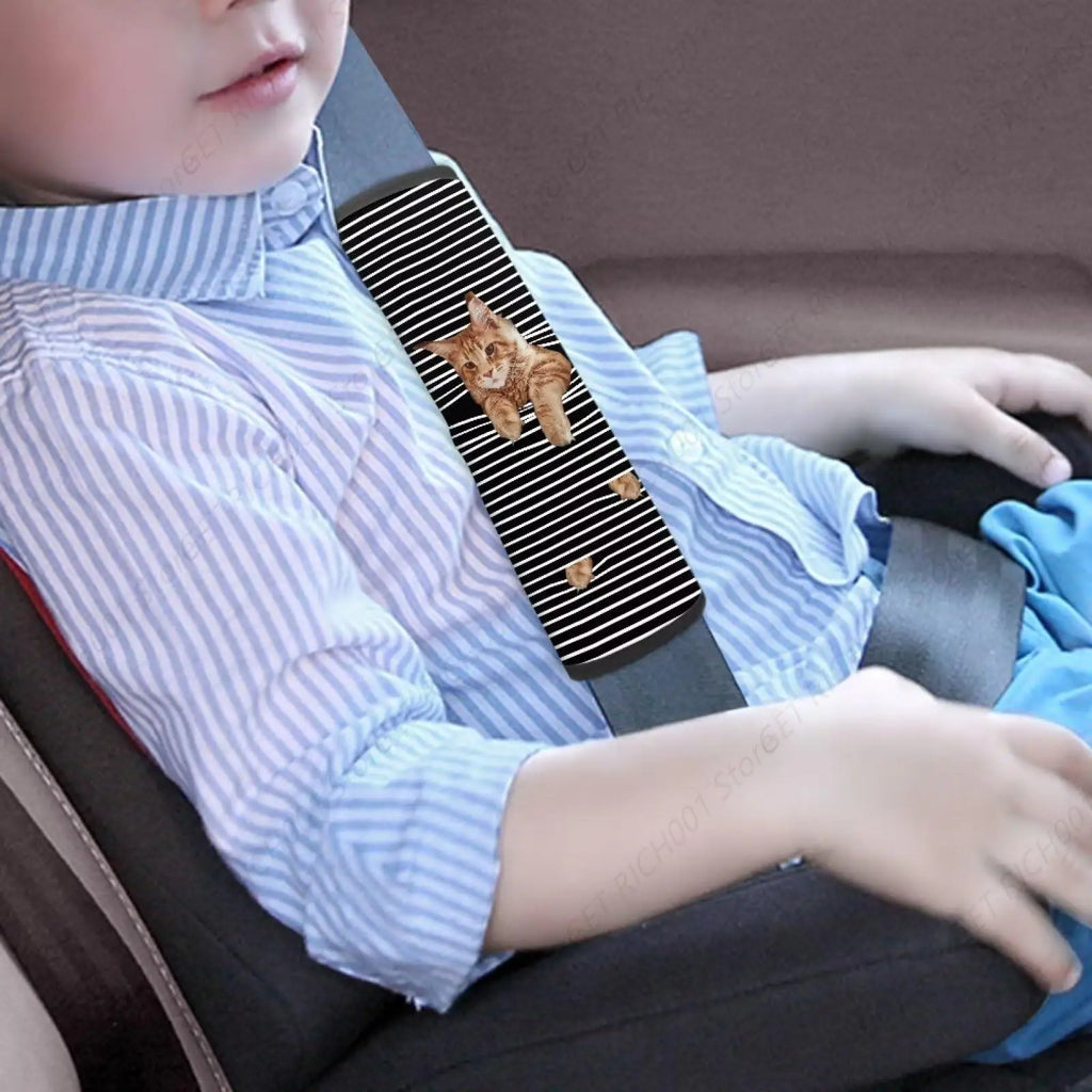 Cat Stripes Kids Seat Belt Covers 2-Pack – Soft Anti-Slip Pad Seat Belt Cover HIP