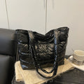 Quilted Padded Tote Bag – Large Capacity Shoulder Bag Quilted Tote Bag HIP Black