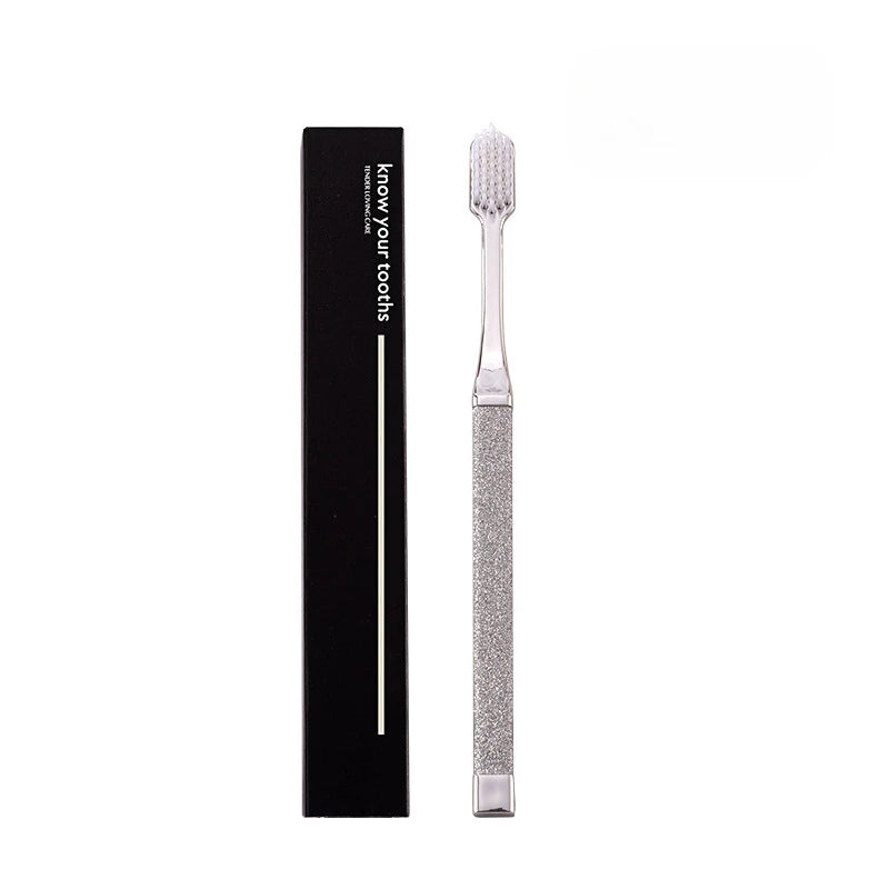 Luxury Soft Toothbrush Men Women Adult Tooth Brush Gold Silver Dental Brushes Elegance Gentle Toothbrushes Drop Shipping HIP Silver White