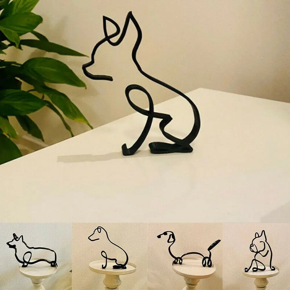 Wrought Iron Abstract Dog Sculpture – Metal Animal Figurine Metal Dog Sculpture HIP